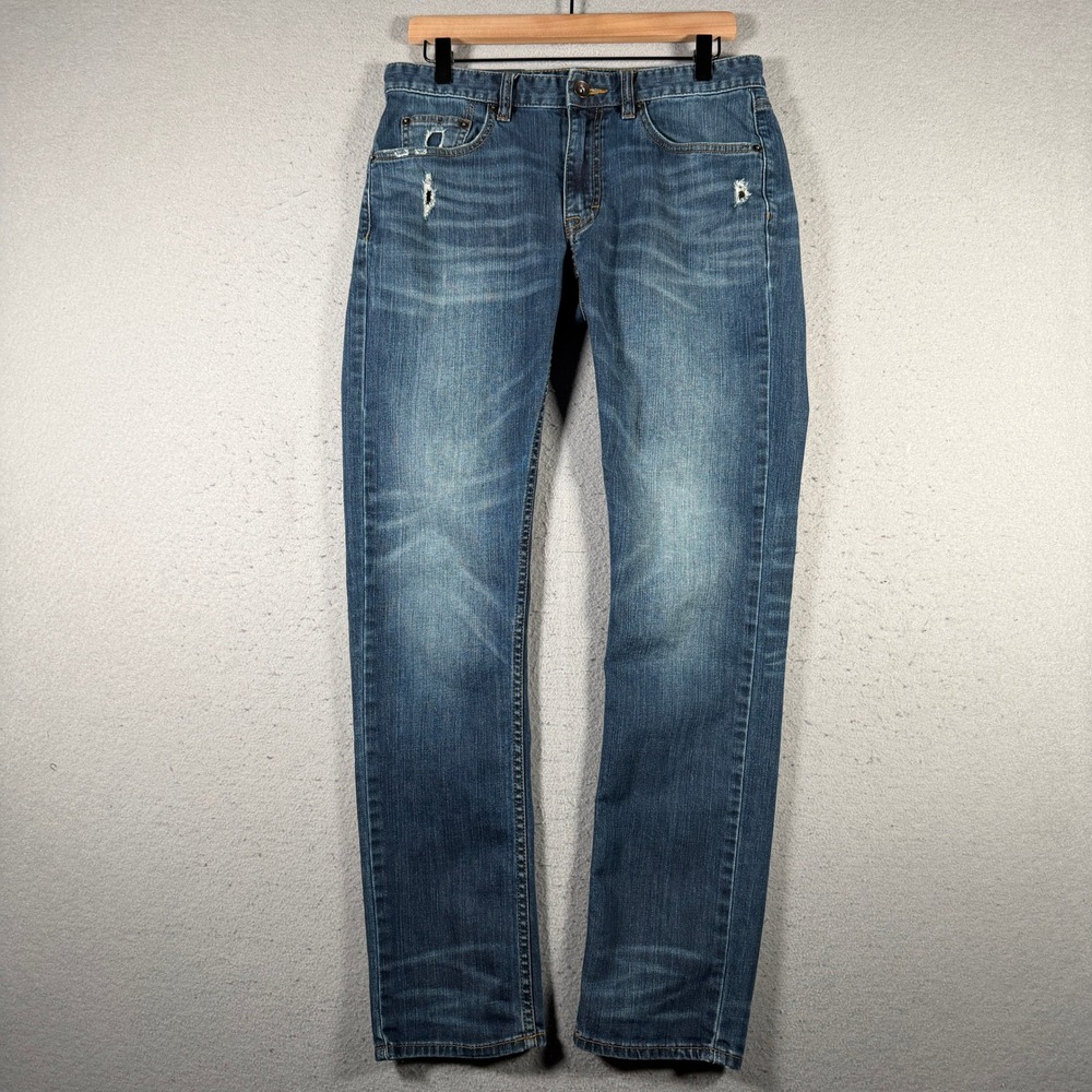JackThreads Mens Skinny‎ Distressed Stretch Jeans Medium Wash Blue 32x30